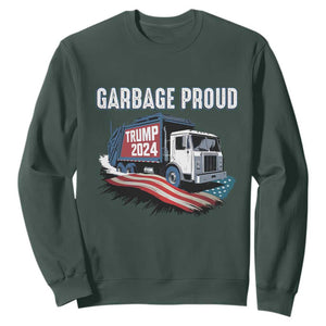 Trump 2024 Sweatshirt Garbage Proud Trump Garbage Truck TS09 Dark Forest Green Print Your Wear