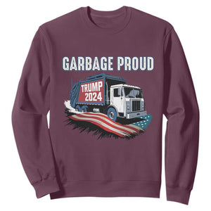 Trump 2024 Sweatshirt Garbage Proud Trump Garbage Truck TS09 Maroon Print Your Wear