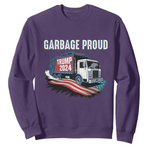 Trump 2024 Sweatshirt Garbage Proud Trump Garbage Truck TS09 Purple Print Your Wear