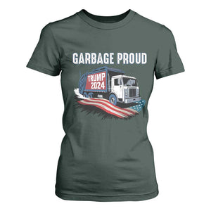 Trump 2024 T Shirt For Women Garbage Proud Trump Garbage Truck TS09 Dark Forest Green Print Your Wear