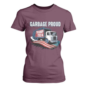 Trump 2024 T Shirt For Women Garbage Proud Trump Garbage Truck TS09 Maroon Print Your Wear