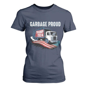 Trump 2024 T Shirt For Women Garbage Proud Trump Garbage Truck TS09 Navy Print Your Wear