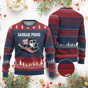 Trump 2024 Ugly Christmas Sweater Garbage Proud Trump Garbage Truck TS09 Burgundy Print Your Wear