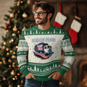 Trump 2024 Ugly Christmas Sweater Garbage Proud Trump Garbage Truck TS09 Green Print Your Wear