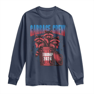 Trump 2024 Long Sleeve Shirt Garbage Crew Raccoon Trump Supporters TS09 Navy Print Your Wear