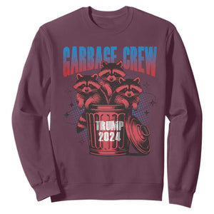 Trump 2024 Sweatshirt Garbage Crew Raccoon Trump Supporters TS09 Maroon Print Your Wear