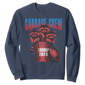 Trump 2024 Sweatshirt Garbage Crew Raccoon Trump Supporters TS09 Navy Print Your Wear