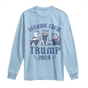 Trump 2024 Long Sleeve Shirt Garbage Crew Team Trash Raccoon Opossum Rat TS09 Light Blue Print Your Wear