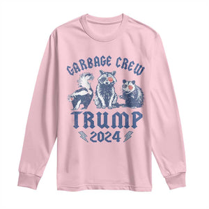 Trump 2024 Long Sleeve Shirt Garbage Crew Team Trash Raccoon Opossum Rat TS09 Light Pink Print Your Wear