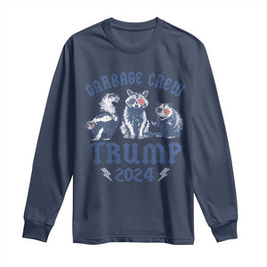 Trump 2024 Long Sleeve Shirt Garbage Crew Team Trash Raccoon Opossum Rat TS09 Navy Print Your Wear