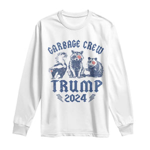 Trump 2024 Long Sleeve Shirt Garbage Crew Team Trash Raccoon Opossum Rat TS09 White Print Your Wear