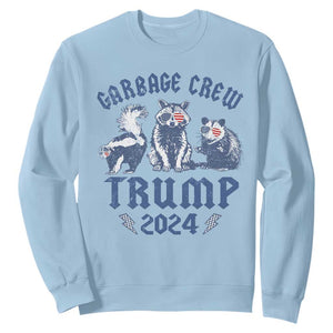 Trump 2024 Sweatshirt Garbage Crew Team Trash Raccoon Opossum Rat TS09 Light Blue Print Your Wear