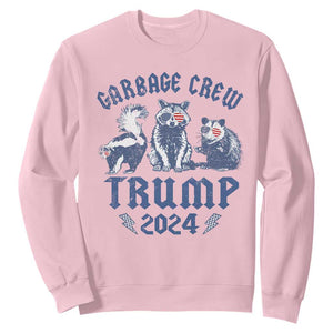 Trump 2024 Sweatshirt Garbage Crew Team Trash Raccoon Opossum Rat TS09 Light Pink Print Your Wear