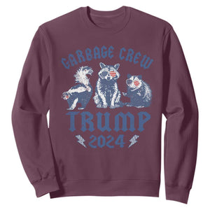 Trump 2024 Sweatshirt Garbage Crew Team Trash Raccoon Opossum Rat TS09 Maroon Print Your Wear