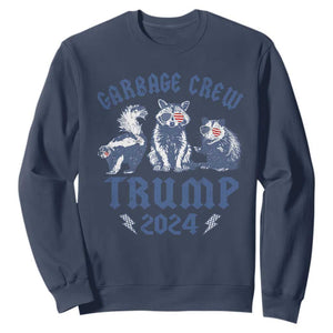 Trump 2024 Sweatshirt Garbage Crew Team Trash Raccoon Opossum Rat TS09 Navy Print Your Wear