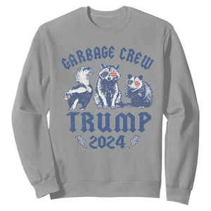 Trump 2024 Sweatshirt Garbage Crew Team Trash Raccoon Opossum Rat TS09 Sport Gray Print Your Wear