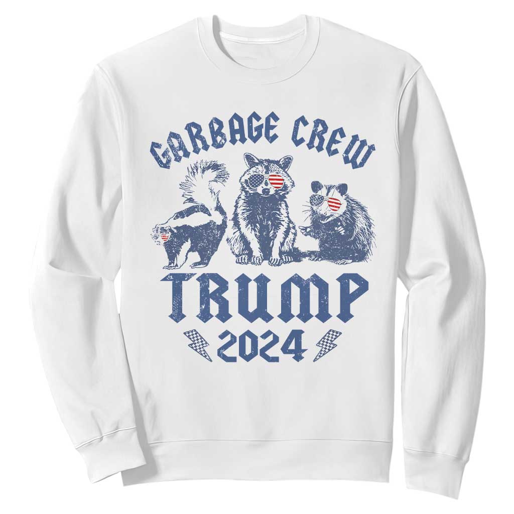 Trump 2024 Sweatshirt Garbage Crew Team Trash Raccoon Opossum Rat TS09 White Print Your Wear