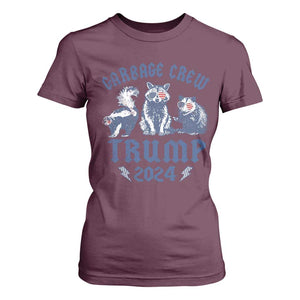 Trump 2024 T Shirt For Women Garbage Crew Team Trash Raccoon Opossum Rat TS09 Maroon Print Your Wear