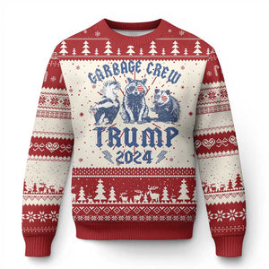 Trump 2024 Ugly Christmas Sweater Garbage Crew Team Trash Raccoon Opossum Rat TS09 Red Print Your Wear