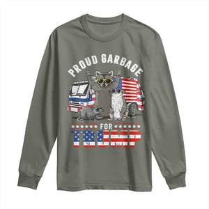 Trump 2024 Long Sleeve Shirt Proud Garbage For Trump Team Trash TS09 Military Green Print Your Wear