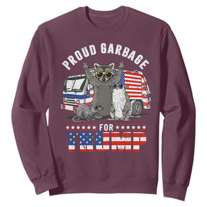 Trump 2024 Sweatshirt Proud Garbage For Trump Team Trash TS09 Maroon Print Your Wear