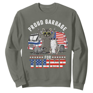 Trump 2024 Sweatshirt Proud Garbage For Trump Team Trash TS09 Military Green Print Your Wear