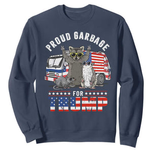 Trump 2024 Sweatshirt Proud Garbage For Trump Team Trash TS09 Navy Print Your Wear