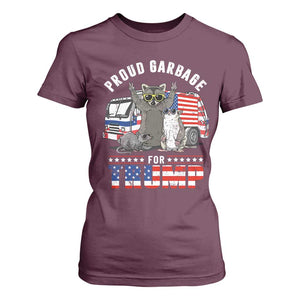 Trump 2024 T Shirt For Women Proud Garbage For Trump Team Trash TS09 Maroon Print Your Wear