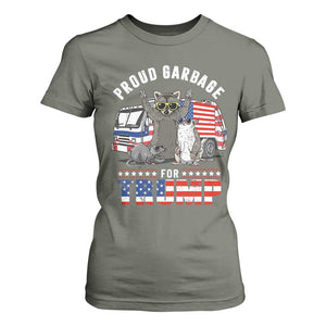 Trump 2024 T Shirt For Women Proud Garbage For Trump Team Trash TS09 Military Green Print Your Wear