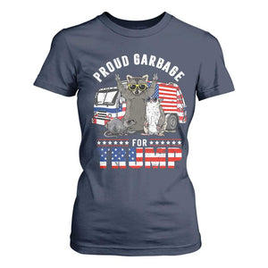 Trump 2024 T Shirt For Women Proud Garbage For Trump Team Trash TS09 Navy Print Your Wear