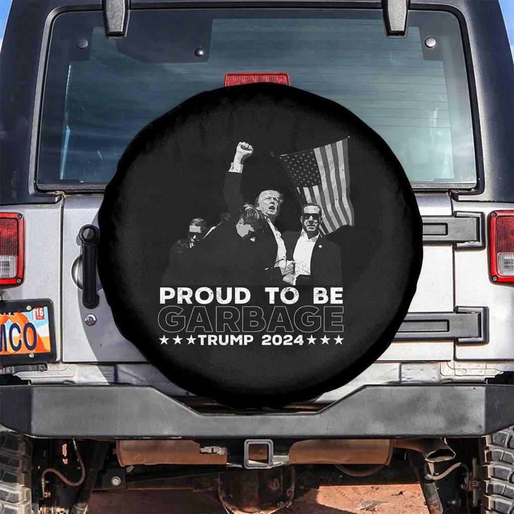 Trump 2024 Spare Tire Cover Proud To Be Garbage TS09 No hole Black Print Your Wear