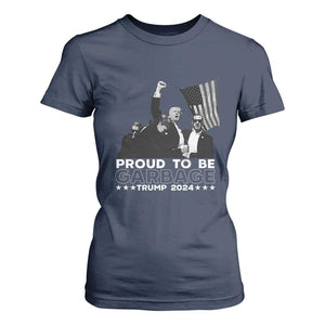 Trump 2024 T Shirt For Women Proud To Be Garbage TS09 Navy Print Your Wear