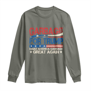 Trump 2024 Long Sleeve Shirt Garbage For Trump Make America Garbage Great Again TS09 Military Green Print Your Wear