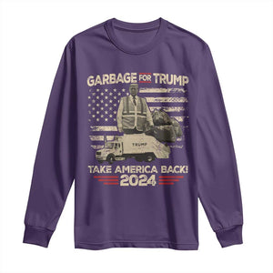 Trump 2024 Long Sleeve Shirt Garbage For Trump Truck Take America Back TS09 Purple Print Your Wear