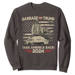 Trump 2024 Sweatshirt Garbage For Trump Truck Take America Back TS09 Dark Chocolate Print Your Wear