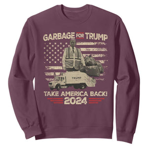 Trump 2024 Sweatshirt Garbage For Trump Truck Take America Back TS09 Maroon Print Your Wear