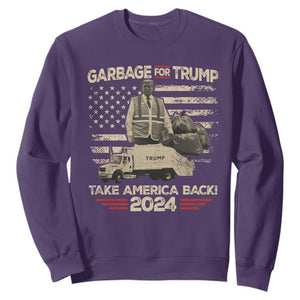 Trump 2024 Sweatshirt Garbage For Trump Truck Take America Back TS09 Purple Print Your Wear