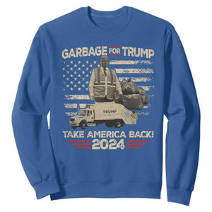 Trump 2024 Sweatshirt Garbage For Trump Truck Take America Back TS09 Royal Blue Print Your Wear