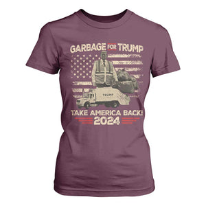 Trump 2024 T Shirt For Women Garbage For Trump Truck Take America Back TS09 Maroon Print Your Wear