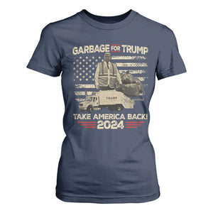 Trump 2024 T Shirt For Women Garbage For Trump Truck Take America Back TS09 Navy Print Your Wear