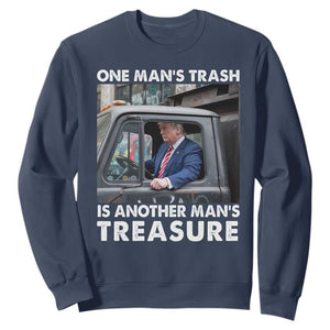 Trump Garbage Truck 2024 Sweatshirt One Man's Trash Is Another Man's Treasure TS09 Navy Print Your Wear