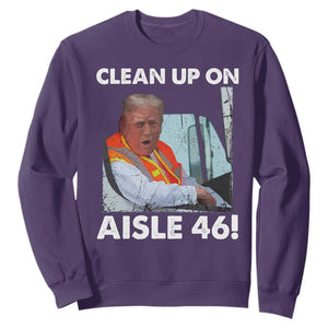 Trump Garbage Truck 2024 Sweatshirt Clean Up On Aisle 46 TS09 Purple Print Your Wear