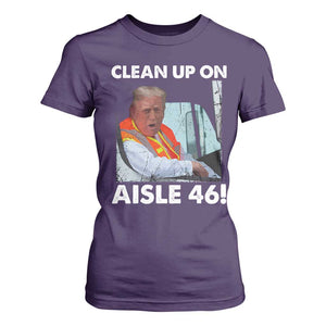 Trump Garbage Truck 2024 T Shirt For Women Clean Up On Aisle 46 TS09 Purple Print Your Wear