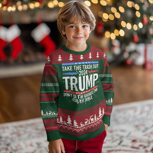 Trump 2024 Ugly Christmas Sweater Take The Trash Out Dont Be The Garbage Can For The World TS09 Christmas Print Your Wear