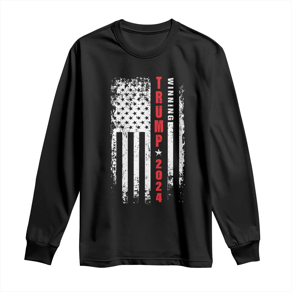 Trump 2024 Long Sleeve Shirt Winning US President American Flag Patriotic TS09 Black Print Your Wear