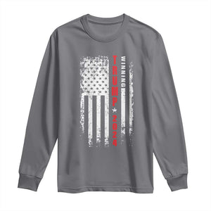 Trump 2024 Long Sleeve Shirt Winning US President American Flag Patriotic TS09 Charcoal Print Your Wear