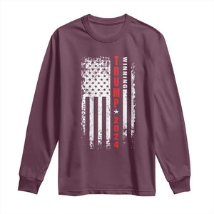 Trump 2024 Long Sleeve Shirt Winning US President American Flag Patriotic TS09 Maroon Print Your Wear