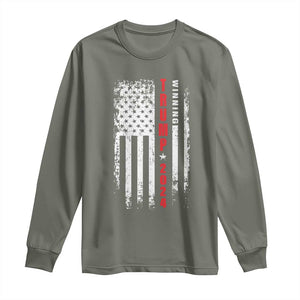 Trump 2024 Long Sleeve Shirt Winning US President American Flag Patriotic TS09 Military Green Print Your Wear