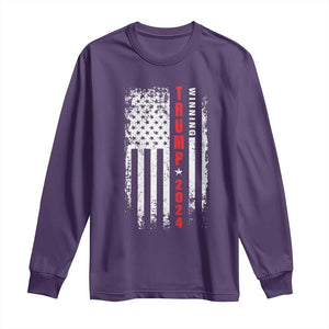 Trump 2024 Long Sleeve Shirt Winning US President American Flag Patriotic TS09 Purple Print Your Wear