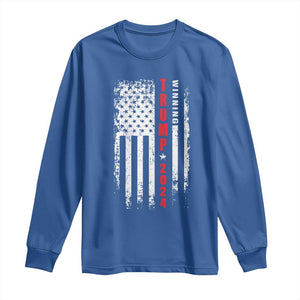 Trump 2024 Long Sleeve Shirt Winning US President American Flag Patriotic TS09 Royal Blue Print Your Wear